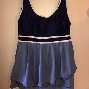 blue and white swimsuit